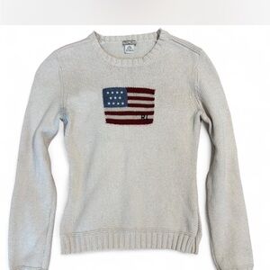 Polo Ralph Lauren Cream Sweater with Flag Design